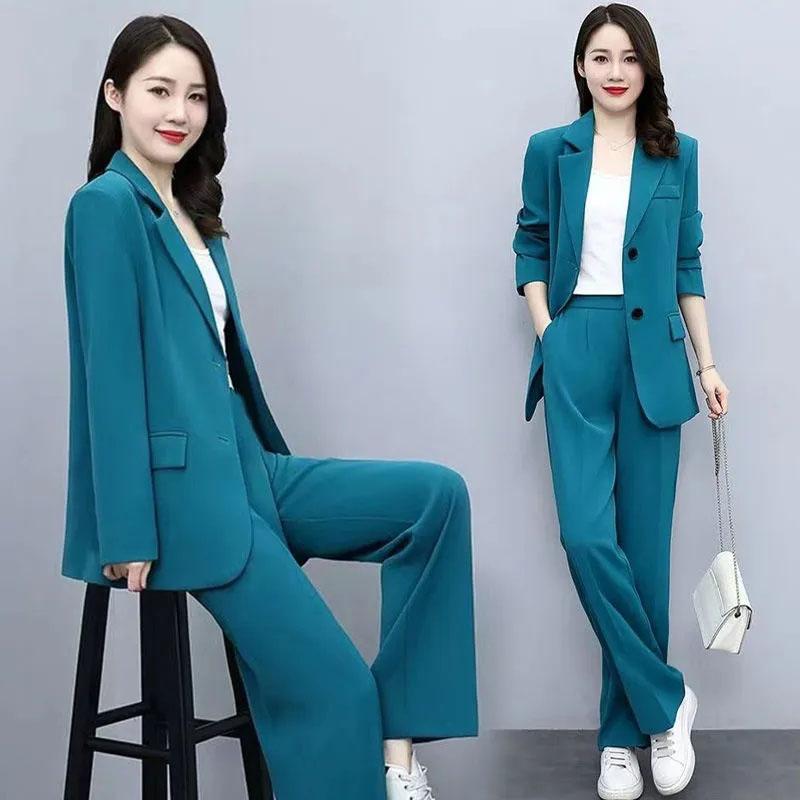 2PCS Traje de primavera de mujer Profesional Pantalones de pierna ancha +  Chaqueta suelta De dos piezas Damas Casual Elegante Traje Elegante comprar  a buen precio — entrega gratuita, reseñas reales con