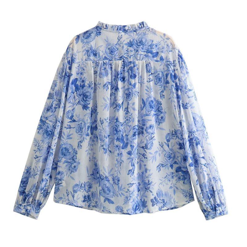 Jnleaog New Fall Women's Clothing European, American and French Style Laminated Decoration Flower Print Blouse 2298069 044