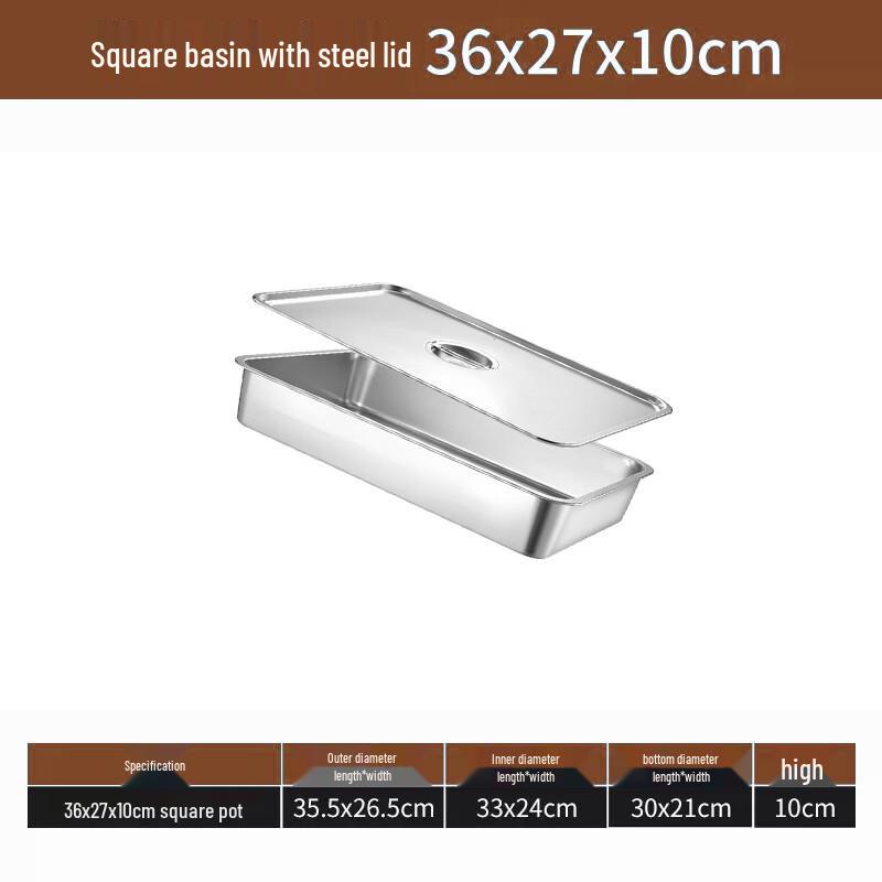 Stainless Steel Rectangular Basin with Lid