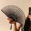 Portable Hand Fold Fan  Chinese Style Dance Props Retro Shell Fan Woman Men Bamboo Wood Silk Flower Folding Fan