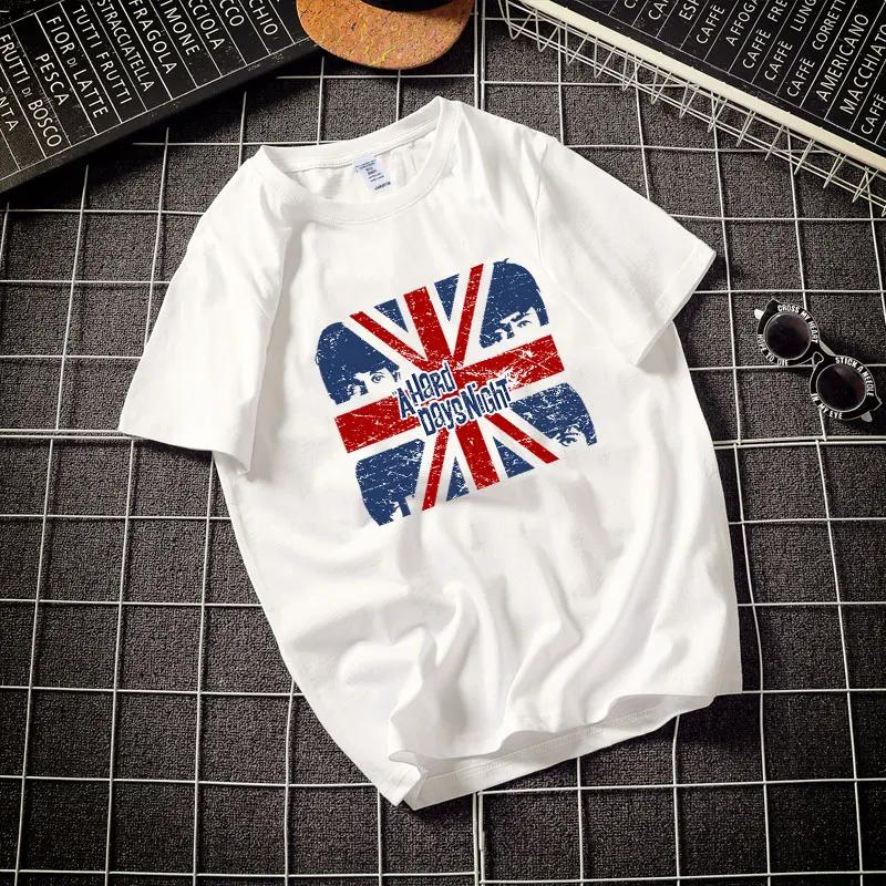 

Летняя мода, тяжелая ретро мужская футболка с английскими буквами из 100% хлопка с принтом и круглым вырезом, высококачественная повседневная уличная футболка для фитнеса S бежевый