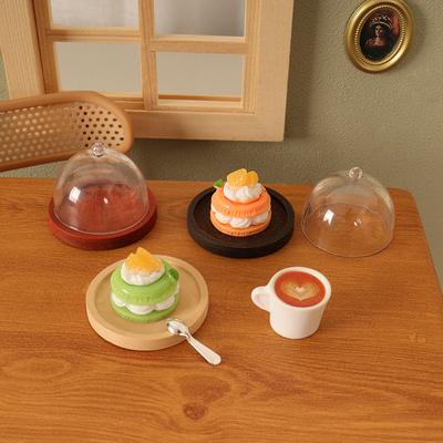 3Pcs Miniature Dollhouse Cake Stands with Transparent Dome Covers Realistic Food Display for DIY Dollhouse Kitchen and Playtime