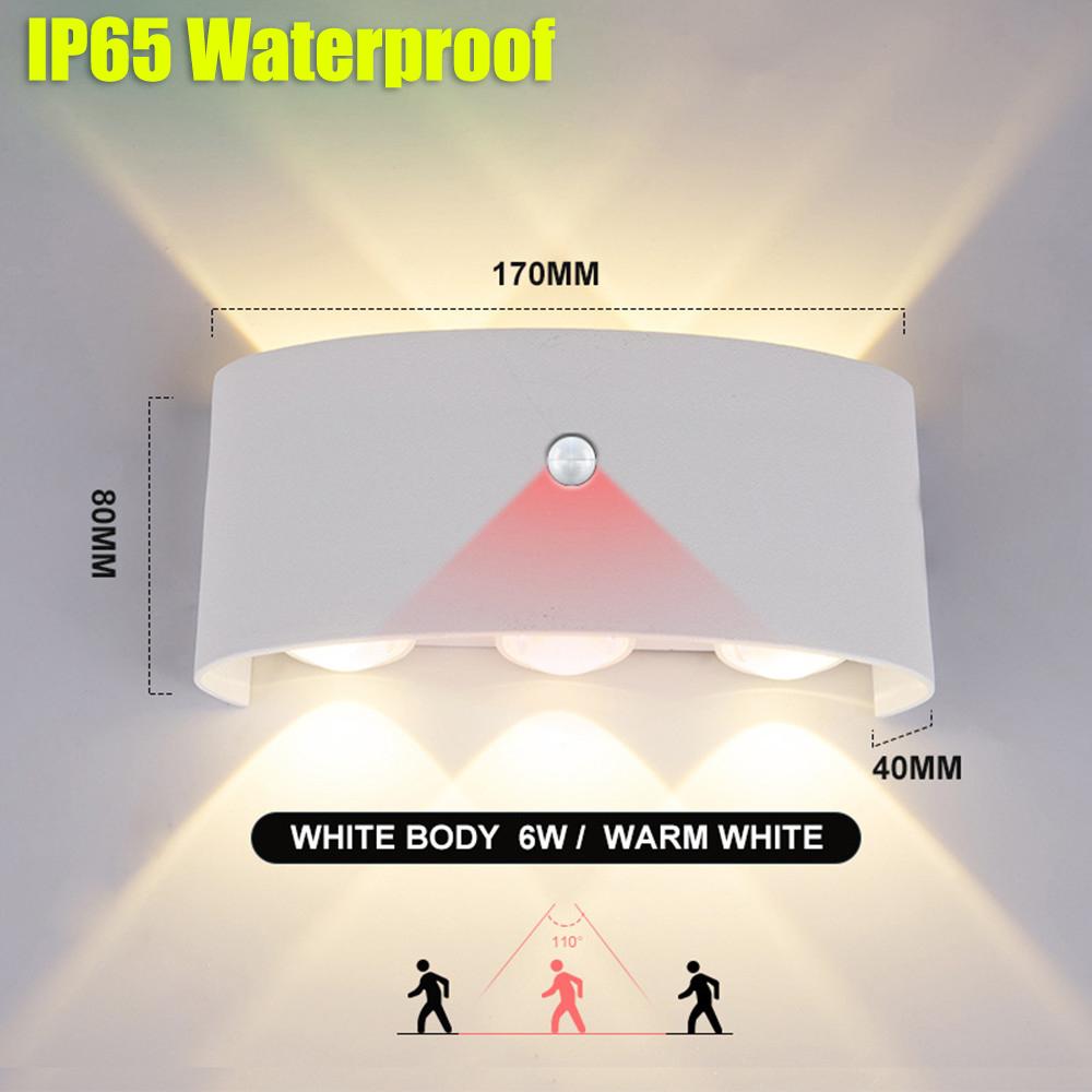 AC85-265V LED Wall Lamp Motion Sensor IP65 Waterproof Outdoor Lighting Wall Light Indoor Living Room Stairs Fixture Wall Lamps