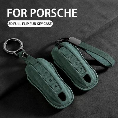 Kryt pouzdra na klíč od auta pro Porsche Panamera Cayenne 971 911 9YA Macan Boxster 3 tlačítka Semišový obal na dálkový klíč od auta Příslušenství