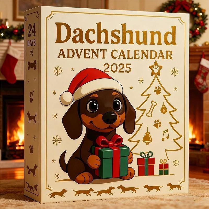 Calendrier de l'Avent Teckel 2025, Calendrier de Compte à Rebours de Noël 24 Jours Acrylique Mignon Teckel Décor d'Arbre de Fête Pour les Amoureux des Chiens