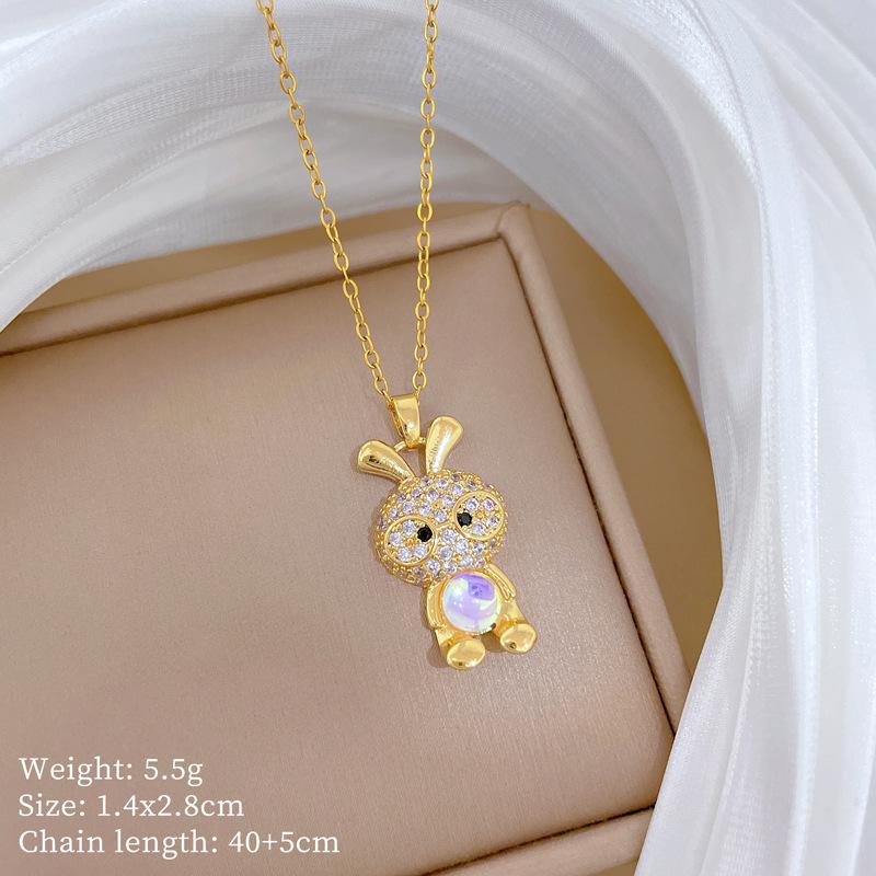 Kupfer-Mikro-Intarsien Leichter Luxus Mode Persönlichkeit Temperament Wunderschöne Voll-Diamant-Halskette Damen Vielseitige Schlüsselbein-Kette Titanstahl