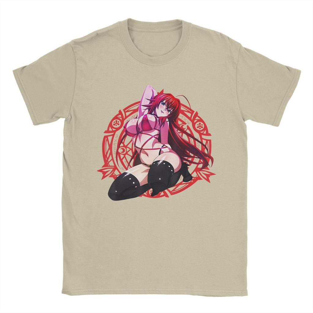 High School DxD Funny Anime Rias Gremory Character   Tshirts Men Cotton Clothing Retro  Round Neck Short Sleeve