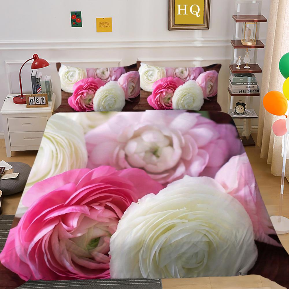 3D Flowers Printing Bedding Cover King Size Polyester Bedspreads Design High Quality Home Bedclothes