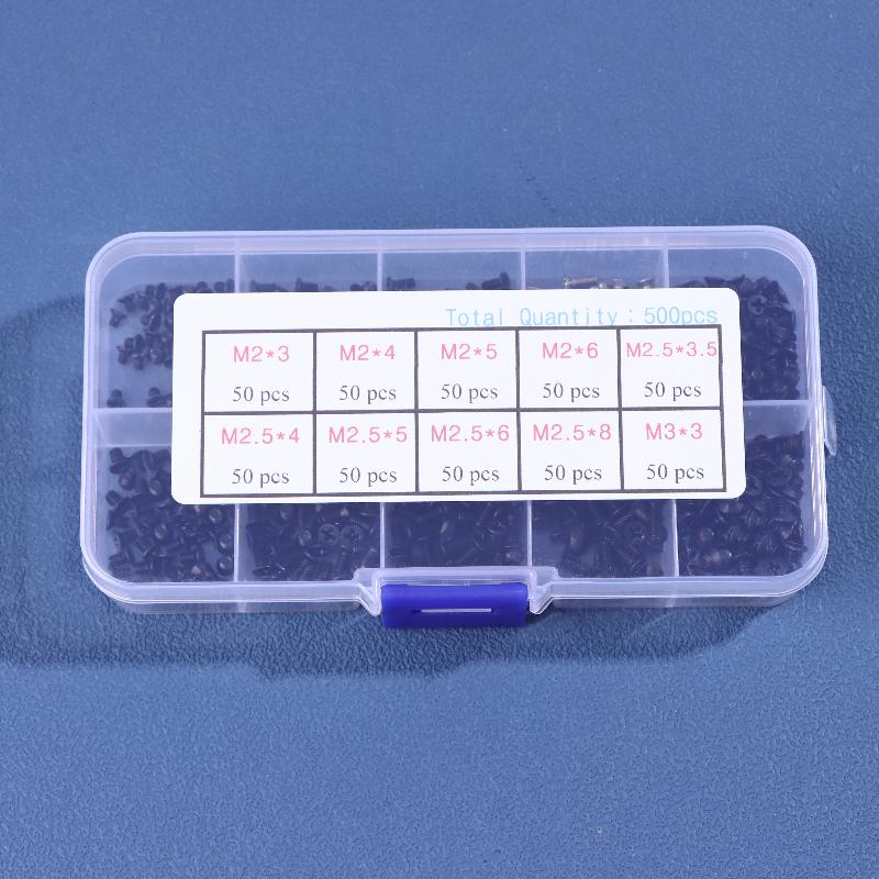 500Pcs Boxed Laptop Computer Screws Set Universal Screw M2 M2.3 M3 Phillips Countersunk Screw Set