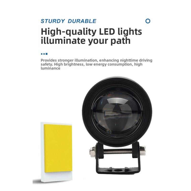 Waterproof Mini Car Motorcycle Headlight 20W LED Fog Light White Yellow Dual Color Lighting Spotlights Fog Lights 12V 20W