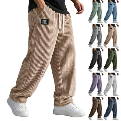 Men's Corduroy Straight Leg Pants Loose Fit Casual Trousers