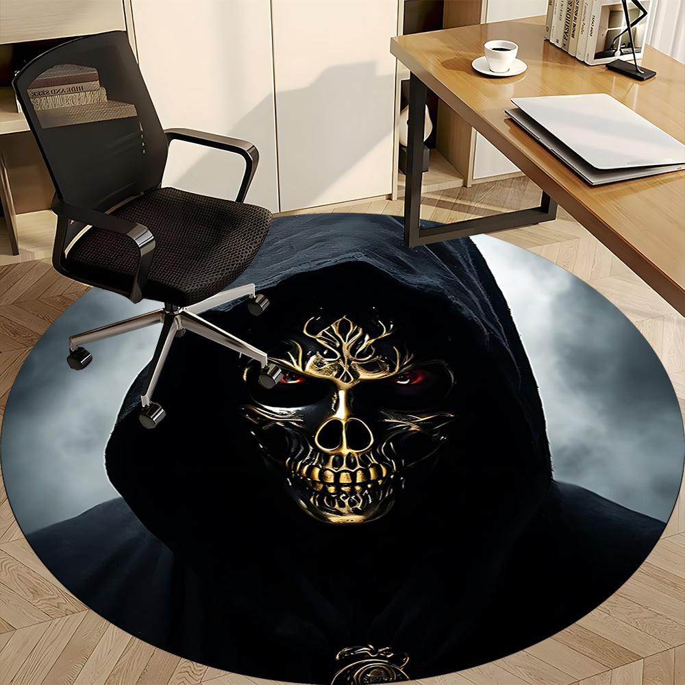 1pc Gothic Skull Mask Chair Carpet for Office Non Slip, Machine Washable Rug for Office, Room Holiday Decor for Christmas, Birthday Polyester