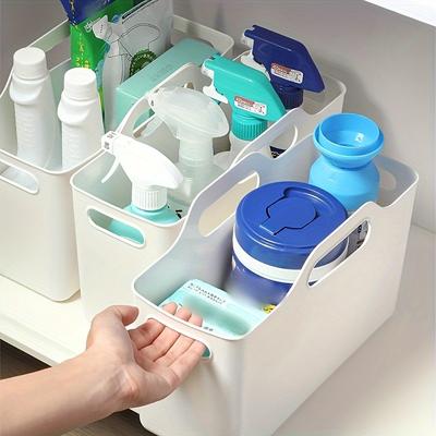 Großer Weicher PP Tragbarer Aufbewahrungskorb, Transparenter Multifunktionaler Schreibtisch- und Badezimmer-Organizer für Haushalts-Schränke, Kleinkram