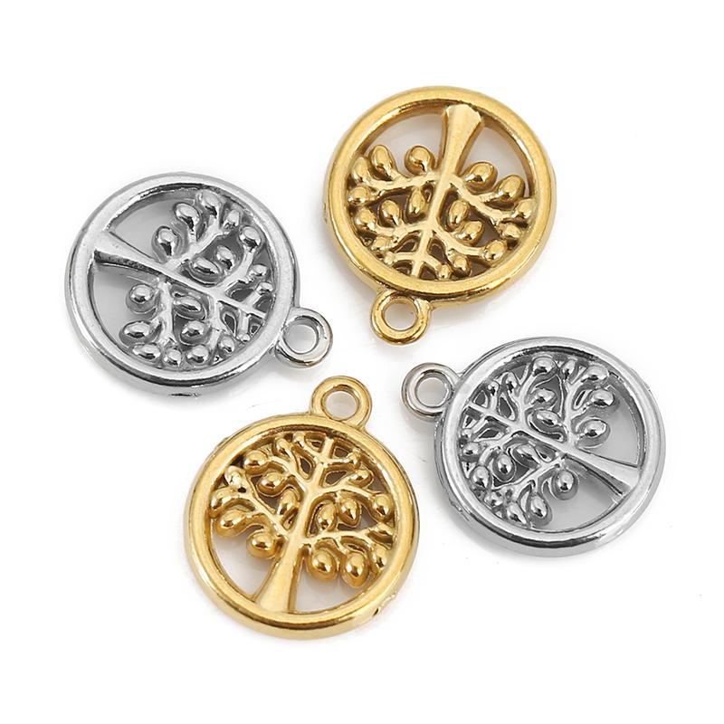 5pcs Never Fade PVD Stainless Steel Earrings Charms Lot Necklace Pendants Tree Charms for DIY Bracelet Findings Jewelry Making
