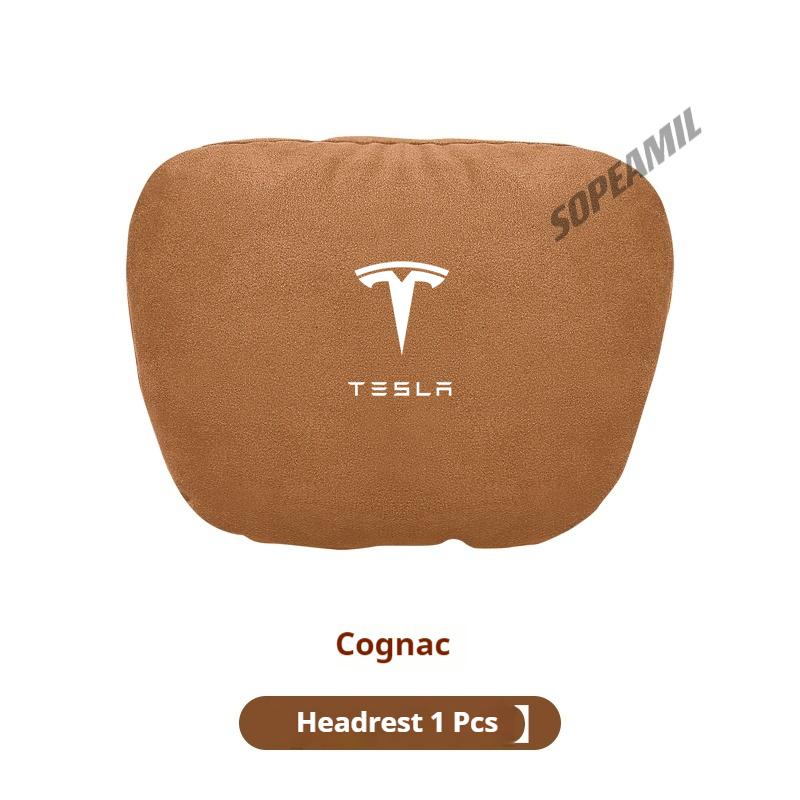 Oreiller de soutien cervical pour appui-tête en daim pour voiture, coussin de siège lombaire pour Tesla Model 3 Model Y Model S Model X Roadsrer Cybertruck