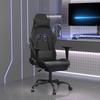 Vidaxl Masujący Fotel Gamingowy Z Podnóżkiem, Czarny, Sztuczna Skóra