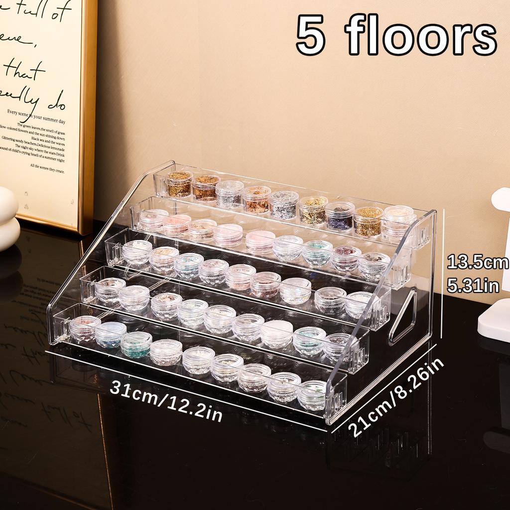 1pc Transparent Vertical Buckle Nail Polish Display Stand Stepped Acrylic Perfume Lipstick Nail Polish Gel Nail Polish Finisher