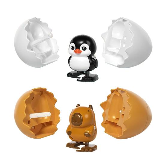 2/4Pcs Wind-up Animal Egg Toy Broken Egg Duck Dinosaur Penguin Capybaras Clockwork Toy Toddlers Boys Girls Walking Hatchling Animal Toy Party Favors