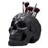 Unique Black Skull Makeup Brush Holder Decorative Resin Craft For Halloween Home Dcor