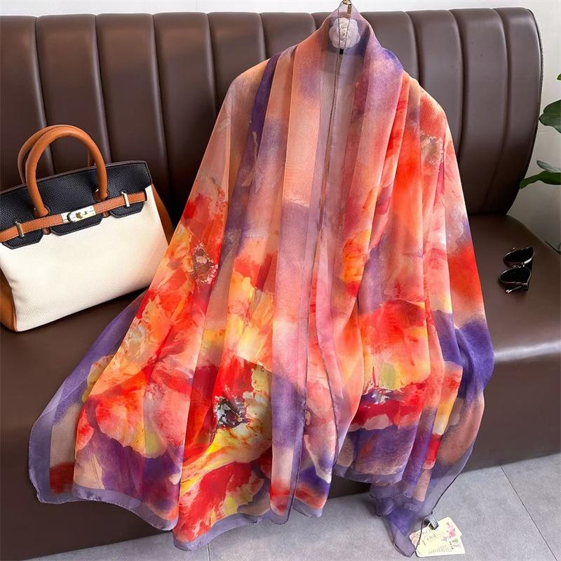 New Silk Beach Stoles Women Hijab Scarf Sunscreen Shawl Wraps Ladies Scarves Foulard Beach Stoles Female Bandana Echarpe