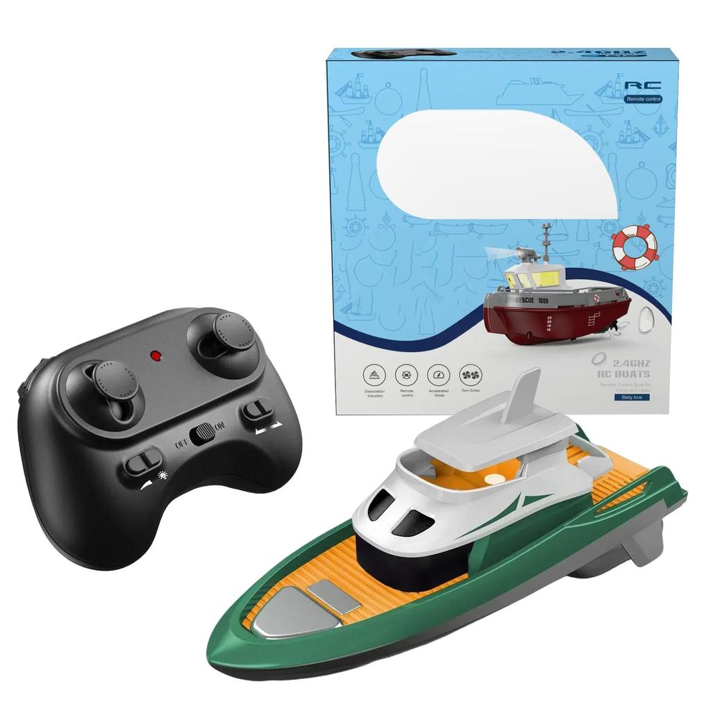 1/144 Scale RC Tugboat, 2.4GHz RC Electric Yacht Model With Lights, Remote Control For Pools Lakes