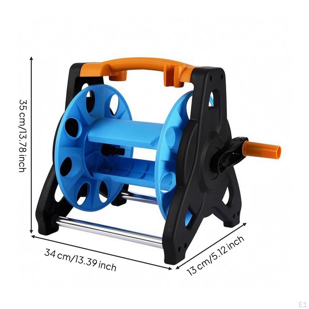 Garden Hose Reel Orange Cart Crank Blue