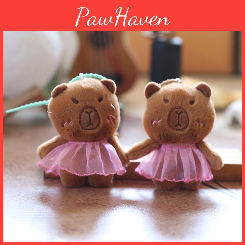 Cartoon Cute Capybara Animal Plush Keychain Soft Pp Cotton Filling Keys Bags