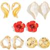 SHIXIN 5 Styles Elegant Swan Leaf Flower Stud Earrings for Women Vintage Irregular Geometry Earrings Bohemia Jewelry Accessories