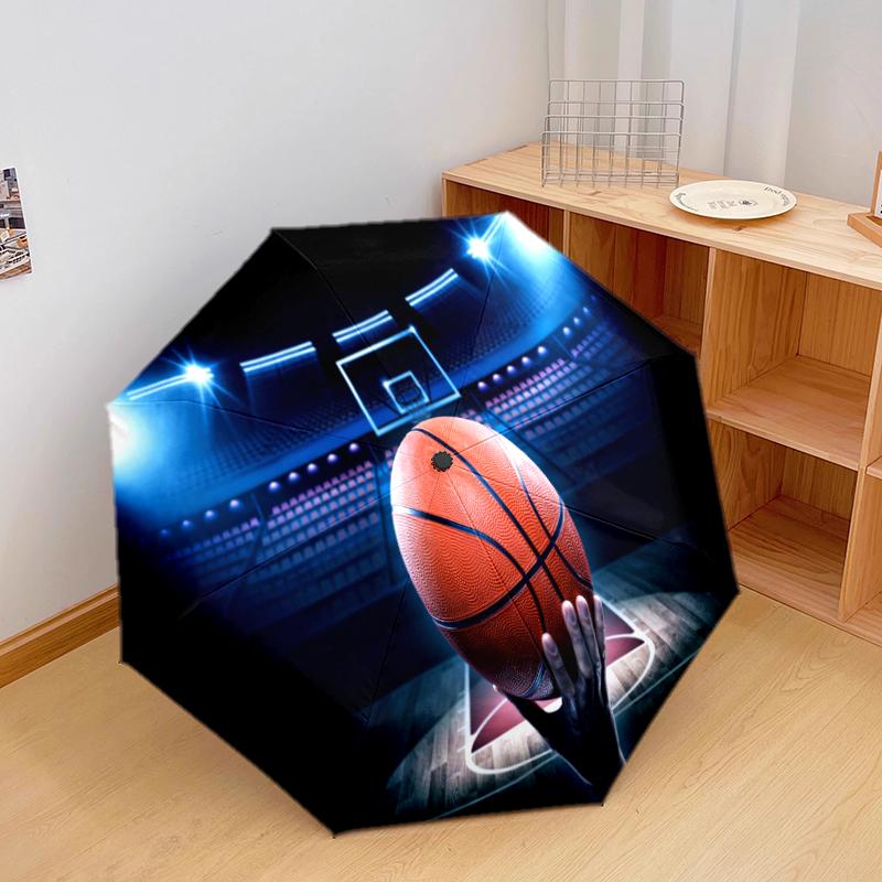 1 Stück Basketball Sport Regenschirm Tragbarer Faltregenschirm Eisenrahmen Loch Rippenstruktur Outdoor Heim Regenschirm A8