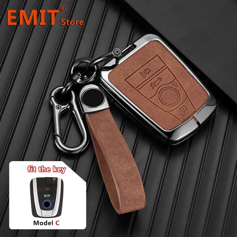 Zinc Alloy Genuine Leather Car Key Case Fit for BMW I3 I8 Series Protection Shell Key Cover Keychain Shell Interior Accessories