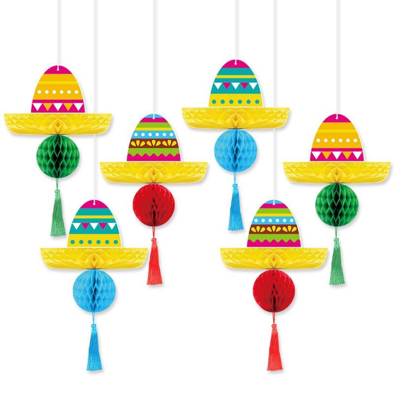 Mexican Festival Party Decoration Hat Three-Dimensional Honeycomb Charm Mexican May 5Th Decoration Charm