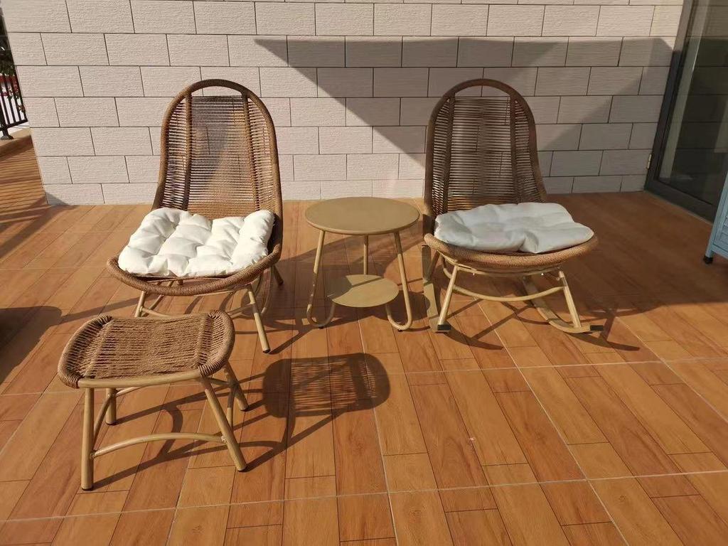 Geflochtener Rattan-Liege-Schaukelstuhl für Erwachsene - Perfekt für Wohnzimmer oder Balkon zur Entspannung