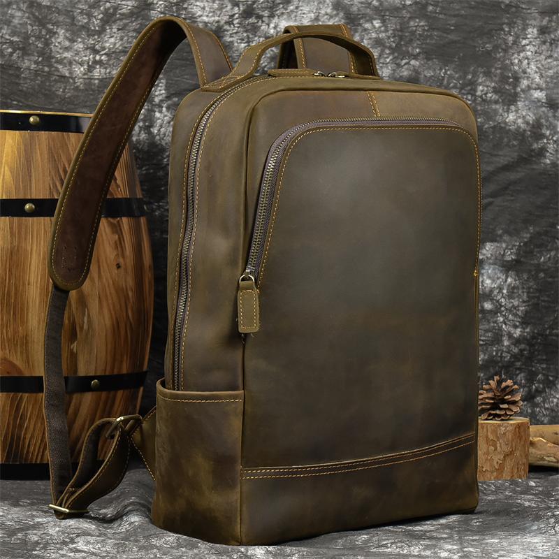 2026 New arrival leather backpack computer backpack 15.6 inch laptop bag for men male travel bags vintage business daypack men