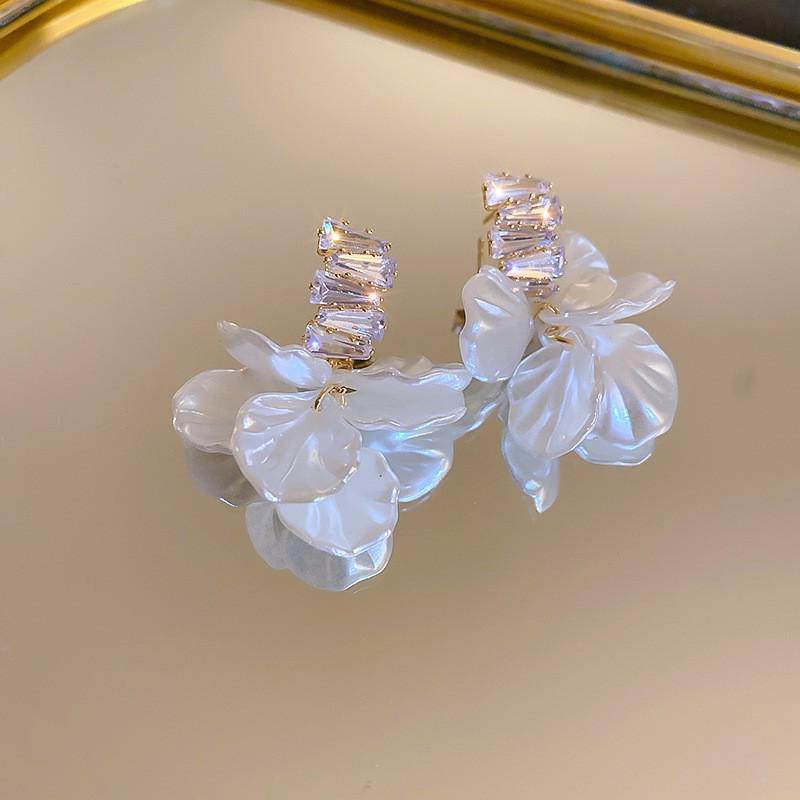 

Сережки з китицями зі срібної голки з цирконом: Елегантна французька ретро-розкіш для жінок 2# білий