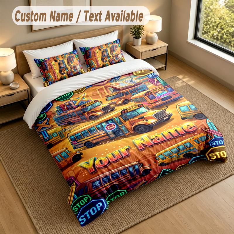 Adventure Journey Theme Personalized 3Pcs Bedding Set Custom Text & Name 1 Sheet 2 Pillowcases Household Bedding 1pc