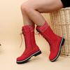 Damskie nowe buty za kolano z okrągłym noskiem i elastycznym wycięciem Flyknit Fashion Ankle Boots