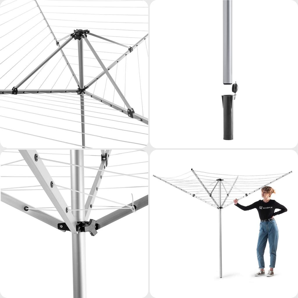 KADAX Standing Garden Clothes Dryer 180x200cm 50m Line
