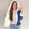 Women Casual Long Sleeve Fleece Denim Ladies Jacket Hooded Hasp Jeans Coat