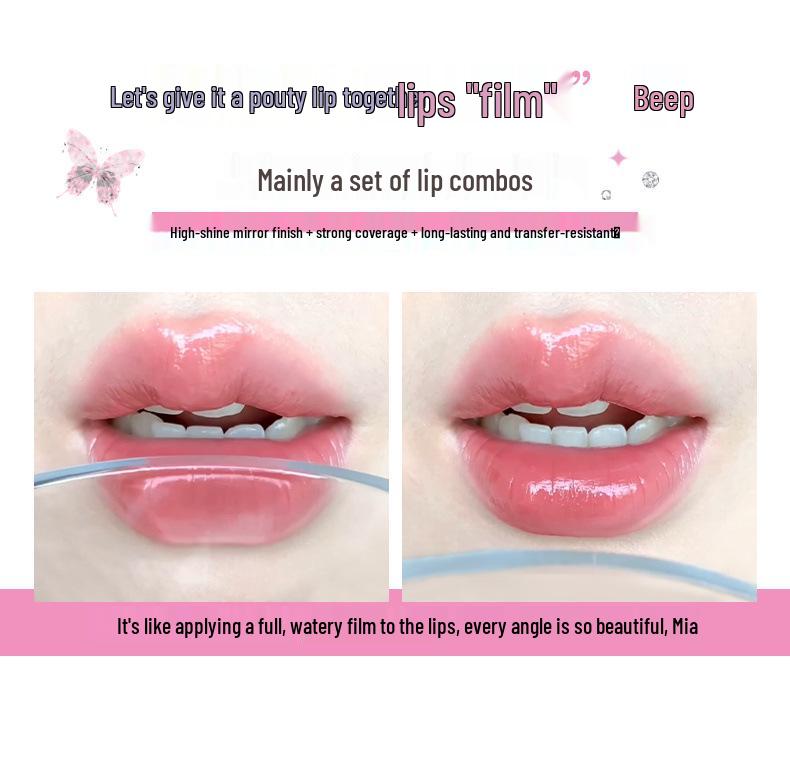 FLORTTE/Floria Lip Lacquer: Stunning Melia Water Light Lipstick - Transfer-Resistant Cup Mirror Gloss.