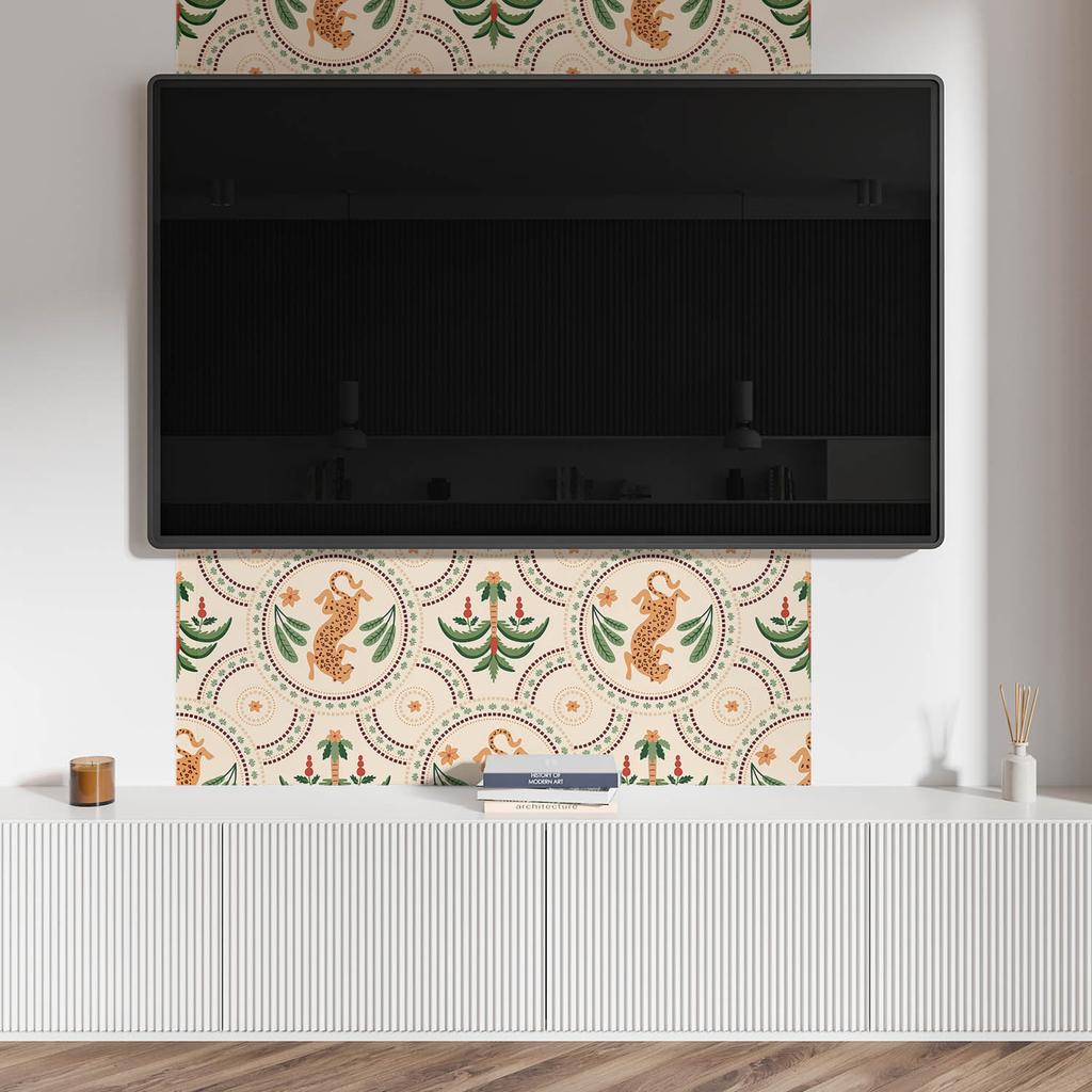 Panel Samoprzylepny Z Nadrukiem - Idealny Do Kuchni 120X60 Cm Tropikalny Wzór Z Lampartem