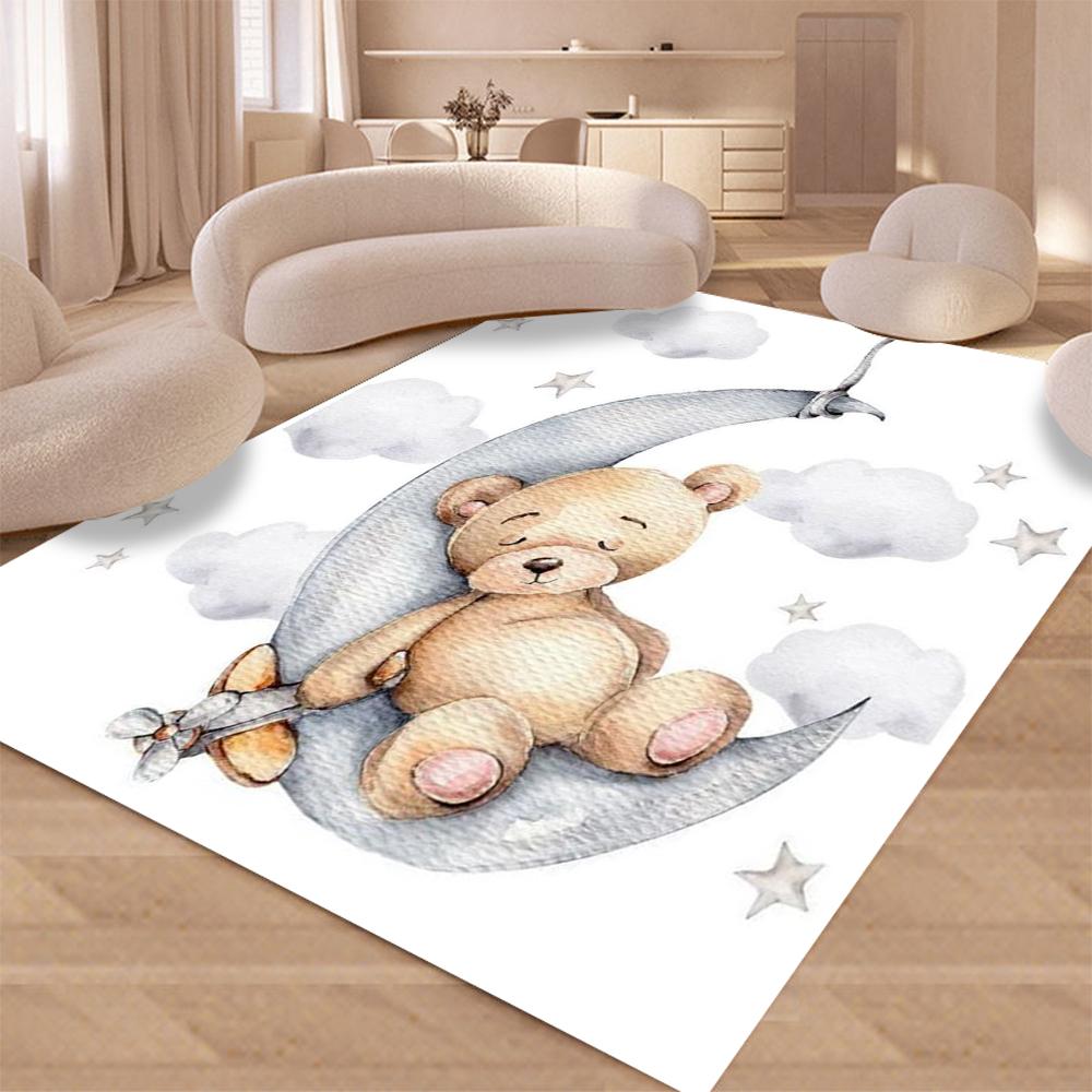 

Cartoon Carpets Good Night Little Bear Living Room Bedroom Rug Easy To Clean Non-Slip Floor Mat Sofa Chair Mat Gift Home Decor 50X80CM
