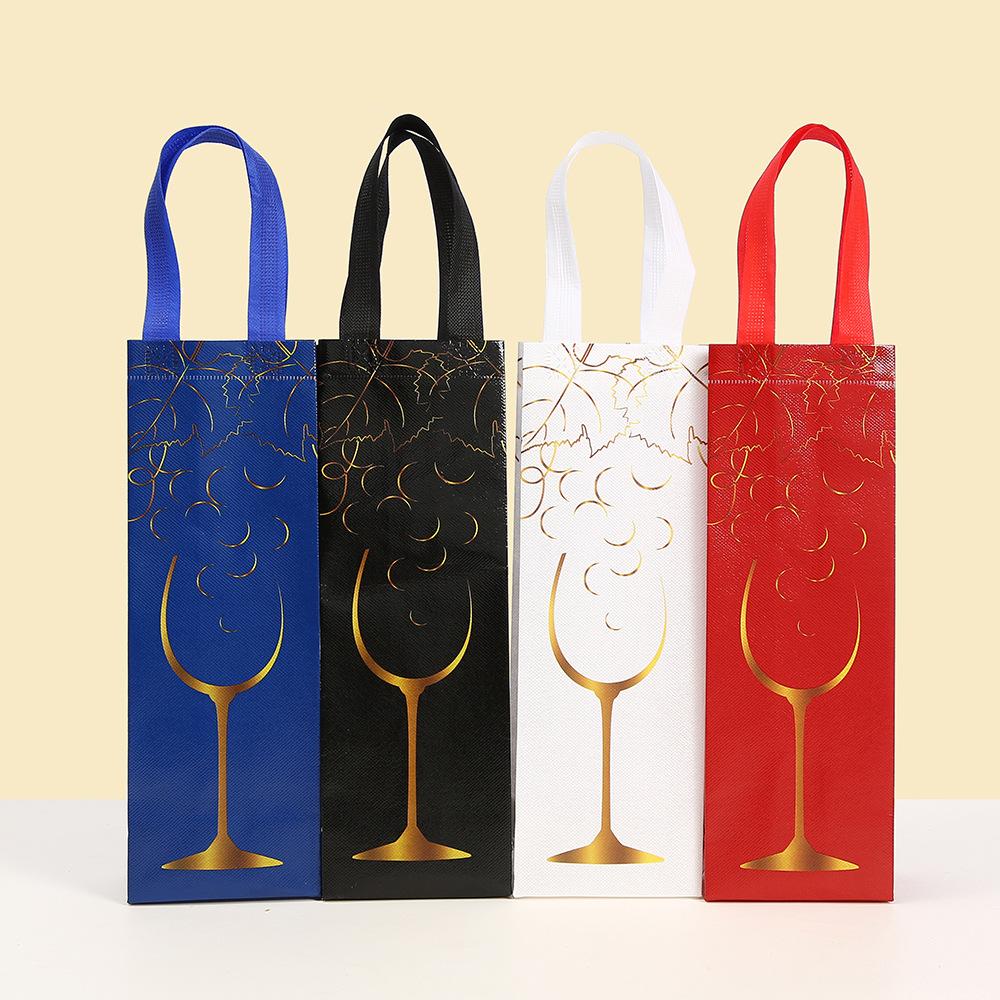 

StoBag Wine Bottle Gift Bags Luxury Designer Bags for Sweets Non Woven Packaging Gift Wrapping Bags Reusable Tote for Party 12pcs&35x12x9cm
