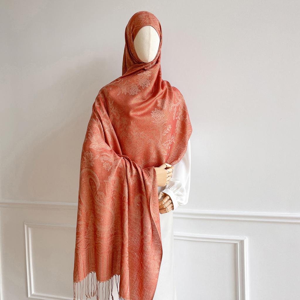 11Color 70*190cm Women Hijab Gold Thread Jacquard Scarf Muslim Wrap Ramadan Islam Headscarf Hijabs Turban Neckerchief Shawls