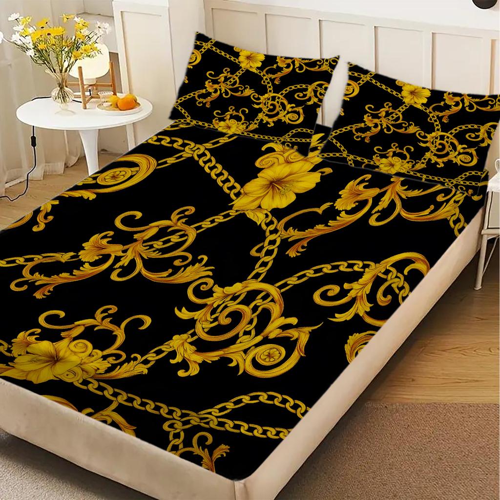 1PC Luxury Polyester Bed Sheet Soft Digital Print Fitted Sheet Without Pillowcase Halloween Decor Gift  Bedroom Bed Linen