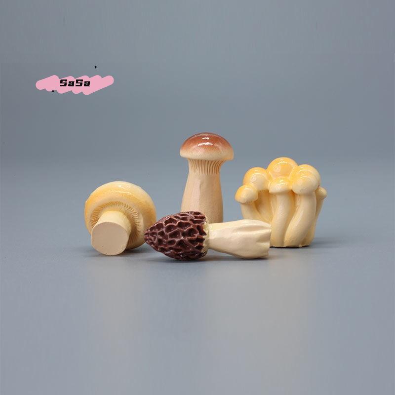 S-8Pcs Resin Micro Landscape Fairy Garden Decoration Cute Mini Mushrooms Desk Ornament Colorful Desktop Model For Indoor Outdoor