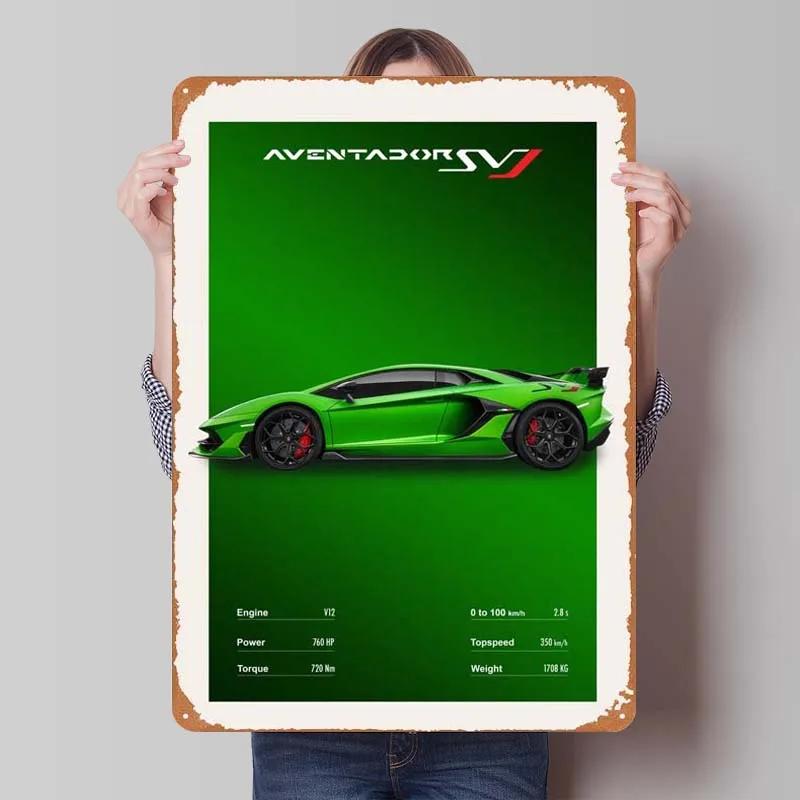 Lamborghini Tinplate Sign Cars Poster Decoration for Home Decor Items Retro Metal Sign Plaque for Garage Wall Art Decoration