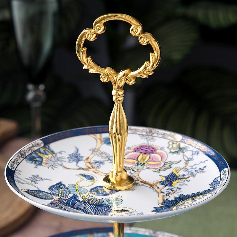 European Afternoon Tea Snack Rack Light Luxury Creative Snack Tableware Household Ceramic Tray Multi-Layer Snack Tray Candy Tray