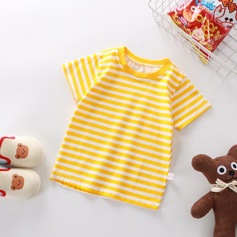 Kids Striped Short Sleeve T Shirt Loose Casual Crew Neck Tee