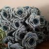 7 Köpfe Rosenstrauß Kunstblume Dunstblau Salbeigrün Bohnenpastegrün Künstliche Rose Retro Wohnzimmerdekoration Hochzeit
