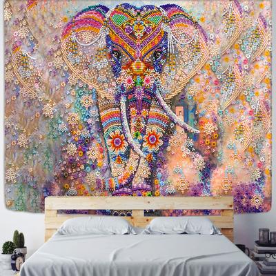 VIKAMA Bohemian Tapestry Elephant Flowering Totem Bedroom Living Room Balcony Decoration Exotic Wind Room Decoration